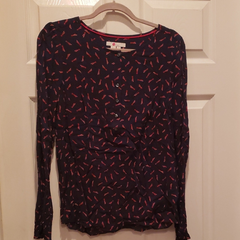 Boden Navy and Red Blouse